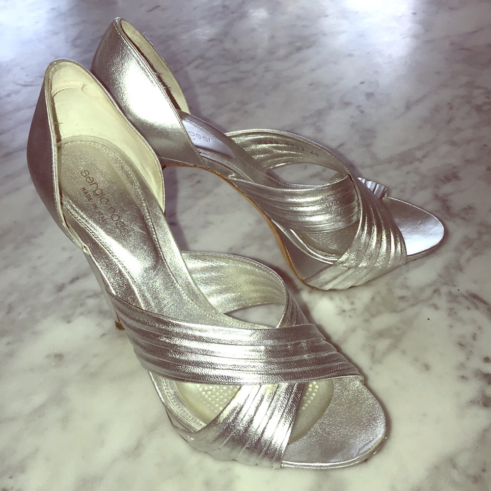Sergio Rossi Metallic Silver Platform Stilletos